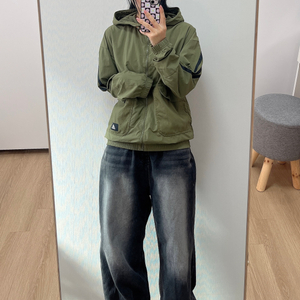 아디다스 FI 우븐 풀집업 카키 바람막이 자켓