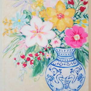 작가 꽃그림 원화 꽃병 그림