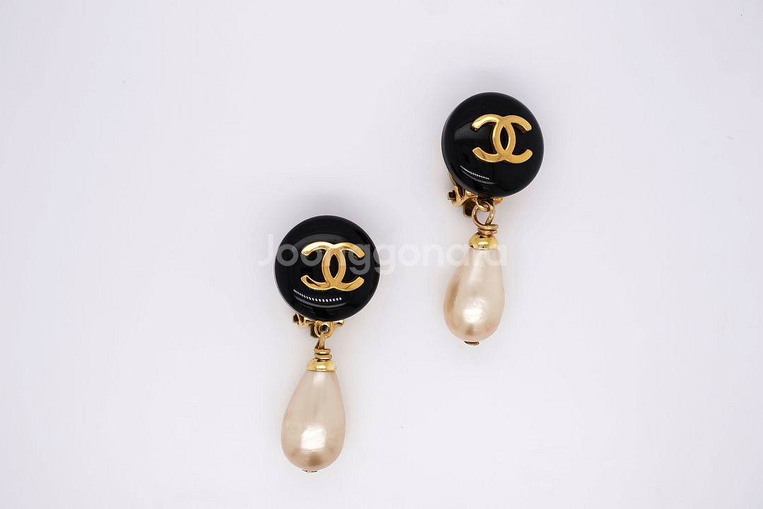 빈티지 샤넬 코코마크 95P 클래식 클립온 귀걸이--1