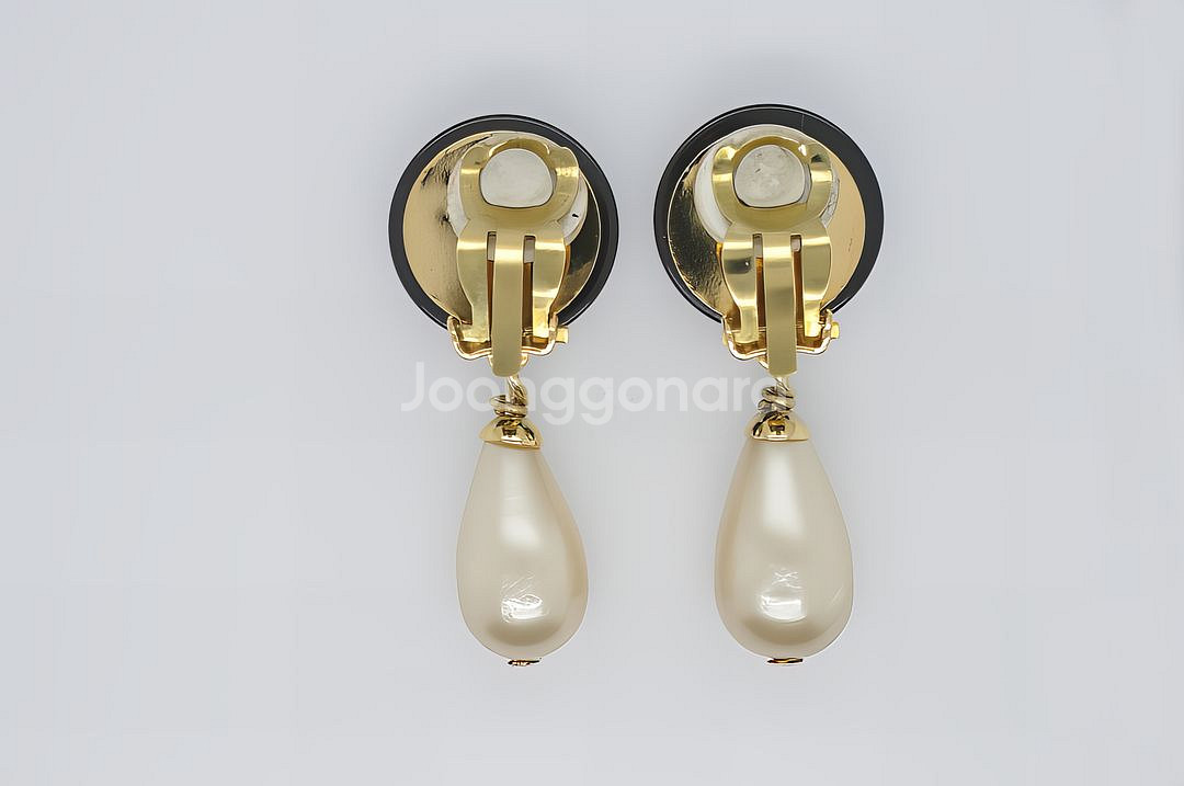 빈티지 샤넬 코코마크 95P 클래식 클립온 귀걸이--5