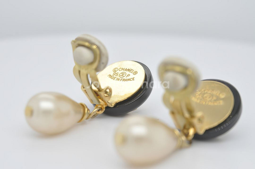 빈티지 샤넬 코코마크 95P 클래식 클립온 귀걸이--7