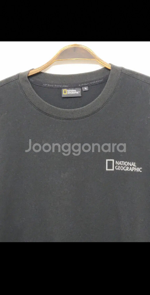 (XL)내셔널지오그래픽 롱슬리브 블랙 빅로고 긴팔티셔츠--1