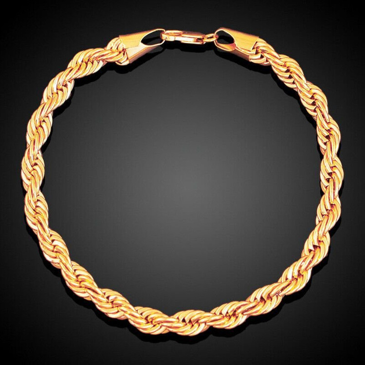 새 17cm 트위스트 팔찌 스테인리스 스틸 금 쥬얼리 악세사리 이미지
