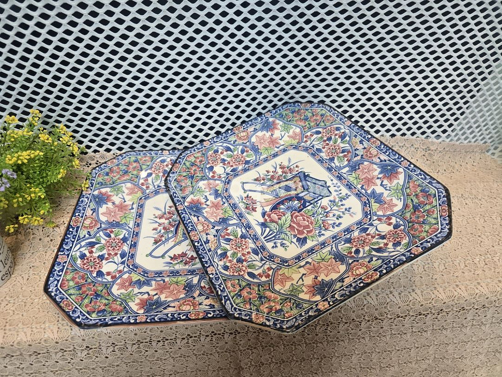 일본 앤틱 산가츠 미농 도정원 꽃가마 2점.미사용--3
