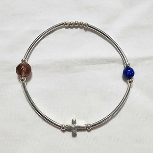 핸드메이드 십자가참 은파이프 팔찌 (925은)