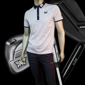 PXG 골프웨어 남성 도트 전사나염 로고 카라 티셔츠