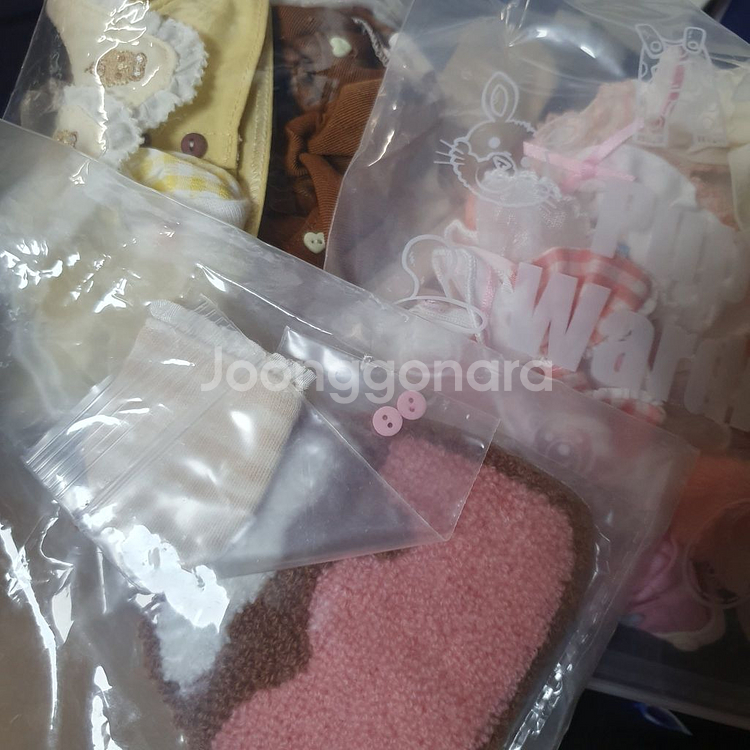 우블 냥냥푸딩 20cm 인형옷 핑크 옐로우--1