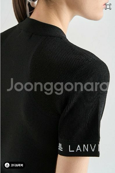 랑방블랑 골프 우먼 로고 자카드 하프 집업 니트 탑--5