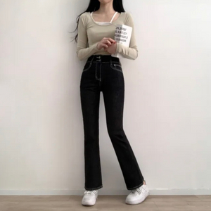에이블리 블랙 생지 부츠컷 데님 팬츠