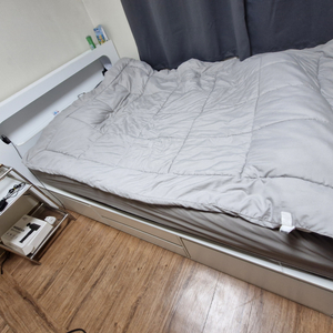 led수납 침대 프레임 화이트