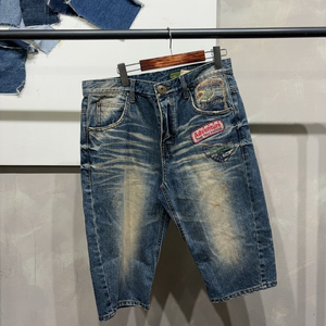 (30인치) 지프 빈티지 패치 데님 반바지 숏팬츠
