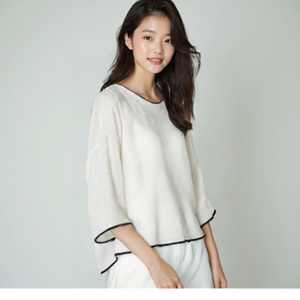 거의새것)ZISHEN)봄여름 칠부 레이온 브이넥티:화이