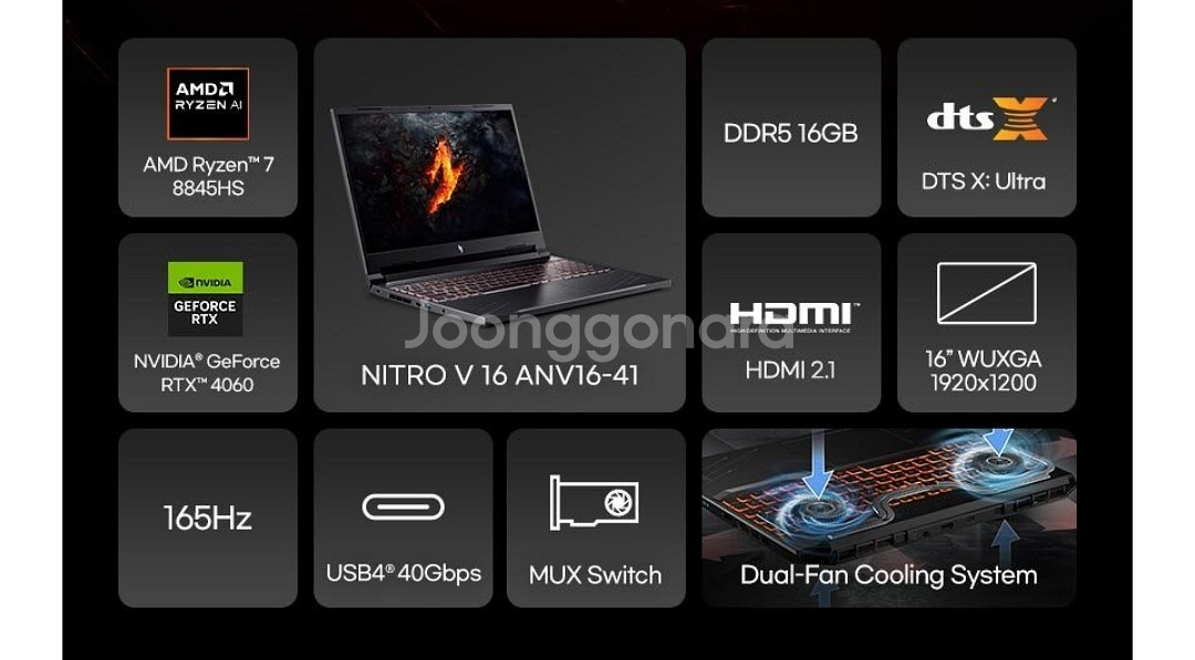 ACER 니트로16 게이밍 RTX4060 노트북 미개봉--2