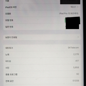 어이패드 프로5세대 12.9 셀룰러 팝니다