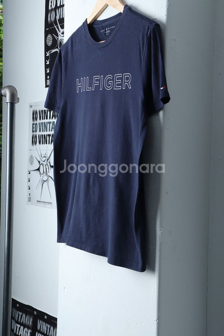 (S) 타미힐피거 반팔 티셔츠 빅로고 네이비 한정판--4
