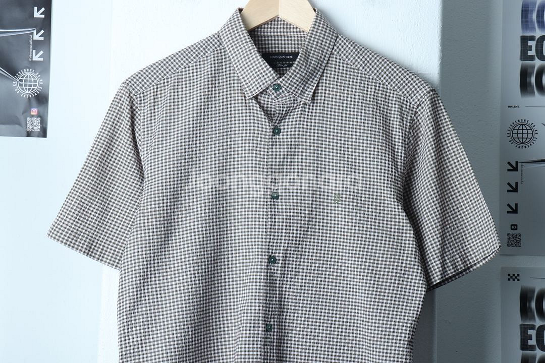 (M) 브랜드빈티지 반팔셔츠 남방 루이까또즈 체크--4