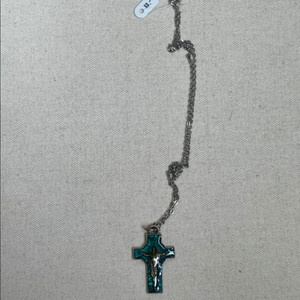 Silver925 Emerald Cross Neckla