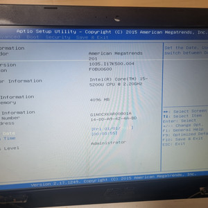 ASUS K510L I5-5200 노트북 부품용