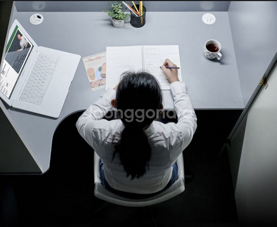 무아르 프리미엄 1인 독서실 책상 세트--2