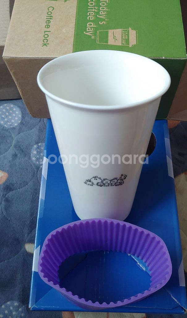 새제품 꿈돌이 롱머그 텀블러+퍼플 실리콘 컵홀더 포함--6