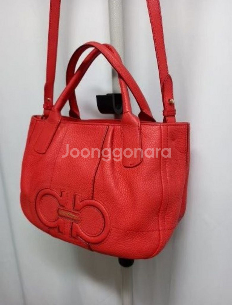 페레가모 ferragamo 주황 레더 간치니 토트겸숄더--3