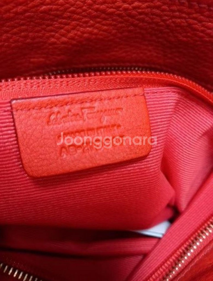 페레가모 ferragamo 주황 레더 간치니 토트겸숄더--7