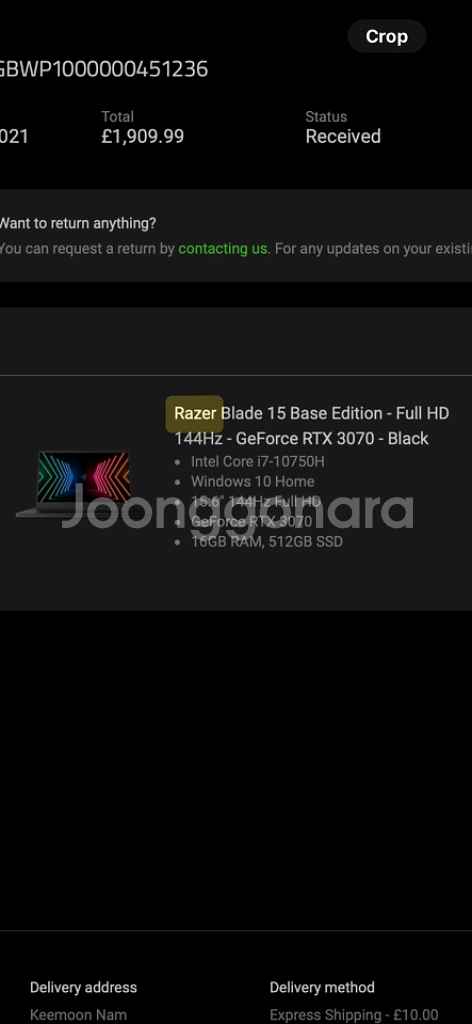 RTX 3070 레이저 블레이드 15 판매합니다.--2