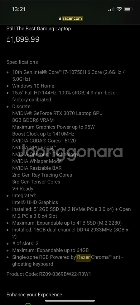 RTX 3070 레이저 블레이드 15 판매합니다.--3