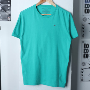 (XL) 타미힐피거 반팔 티셔츠 작은데미지 그린