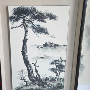 수묵화 소나무 바다 그림 액자 가로63cm 세로91cm