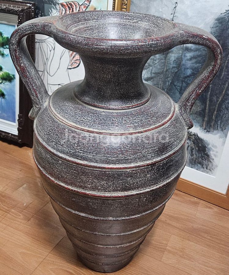 앤틱 인테리어 양손형 암포라 도자기--0