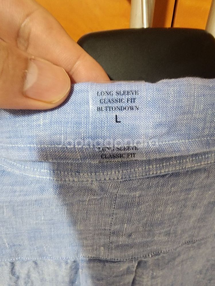 새상품 폴로 스카이블루 린넨 셔츠 팝니다.--6