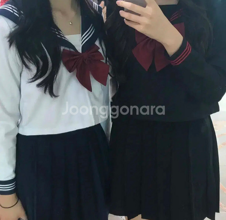 대여) 일본 교복 흑세라 긴팔 세라복 블랙 졸업사진--1