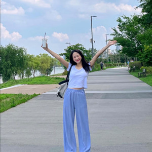여름 파스텔컬러 밴딩 긴바지 긴팔 하니얌마켓