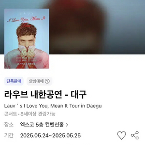 라우브 내한 콘서트 24일 토요일 C구역 2연석 판매