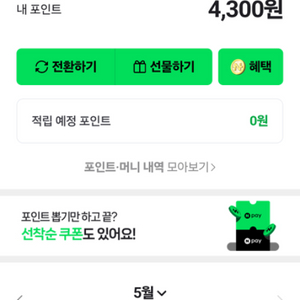 네이버페이 4300포인트