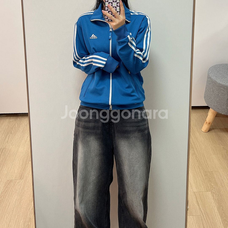 아디다스 블루 삼선 트랙탑 져지--0