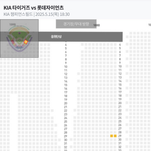 5/15(목)기아vs롯데 1루 k8 108블록 2연석