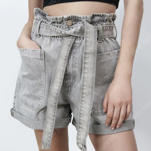 자라 ZARA 밸티드 페이퍼백 배기 버뮤다 팬츠 반바지
