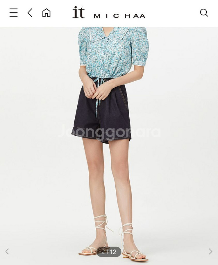 잇미샤 잔꽃 반팔 프린트 블라우스 S(55) size--2