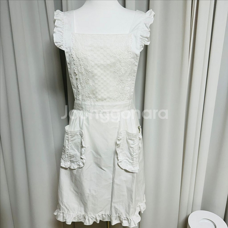 레이스 프릴 화이트 앞치마 공주풍 신혼 카페 미착용--3