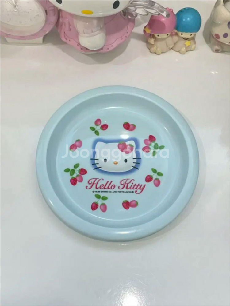 산리오 고전키티 딸기 플레이트 접시 그릇 다꾸 고전문구--0