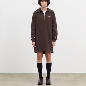 리 LEE 유니온로고 하프집업 루즈핏 원피스 브라운 S