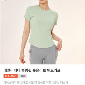 젝시믹스 데일리페더 슬림핏 숏슬리브 민트리프 (S)