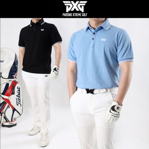 PXG 골프웨어 남성 포인트카라 자수로고 면 카라티