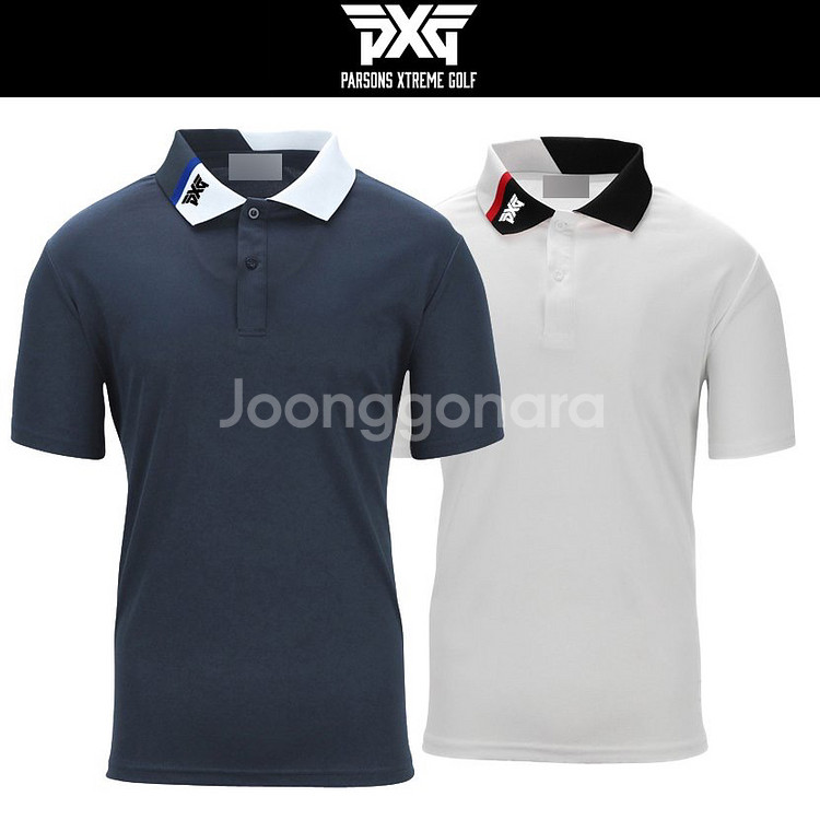 PXG 남성 골프웨어 카라배색 로고나염 카라 반팔티--2