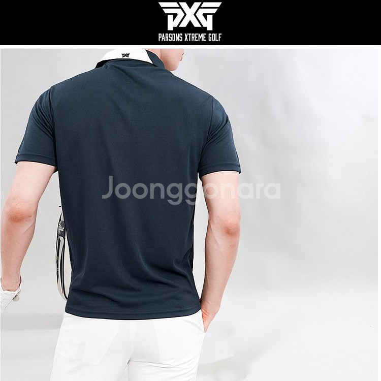 PXG 남성 골프웨어 카라배색 로고나염 카라 반팔티--1