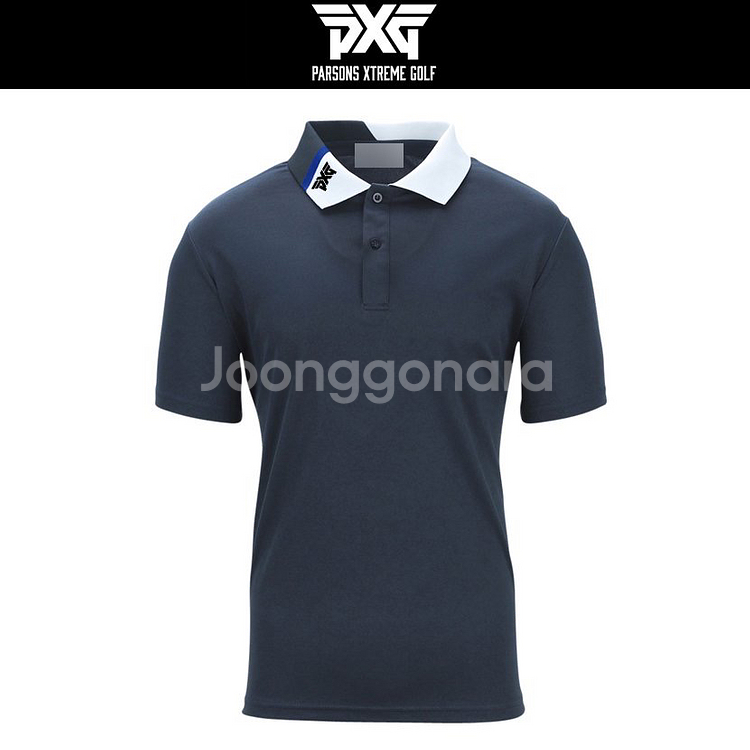 PXG 남성 골프웨어 카라배색 로고나염 카라 반팔티--3