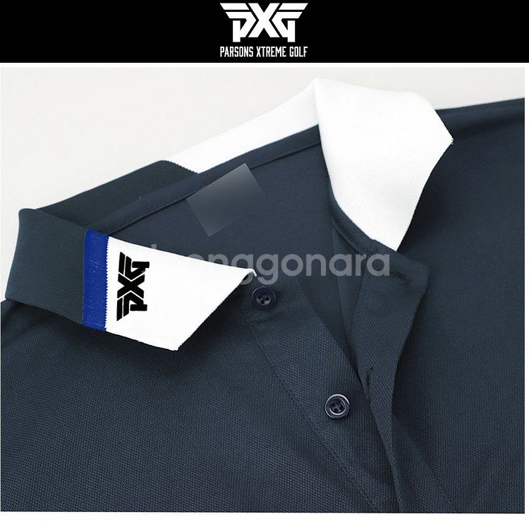 PXG 남성 골프웨어 카라배색 로고나염 카라 반팔티--7