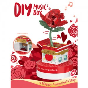 [할인행사]DIY 뮤직박스 오르골 블럭 장미꽃 프로포즈